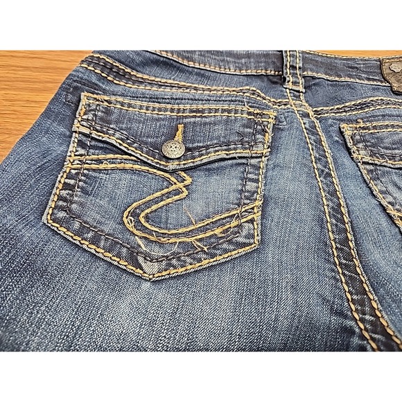 Silver Suki 27x31 Mid Super Skinny Stretch Women's Distressed Flap Pocket Jeans - Picture 12 of 14